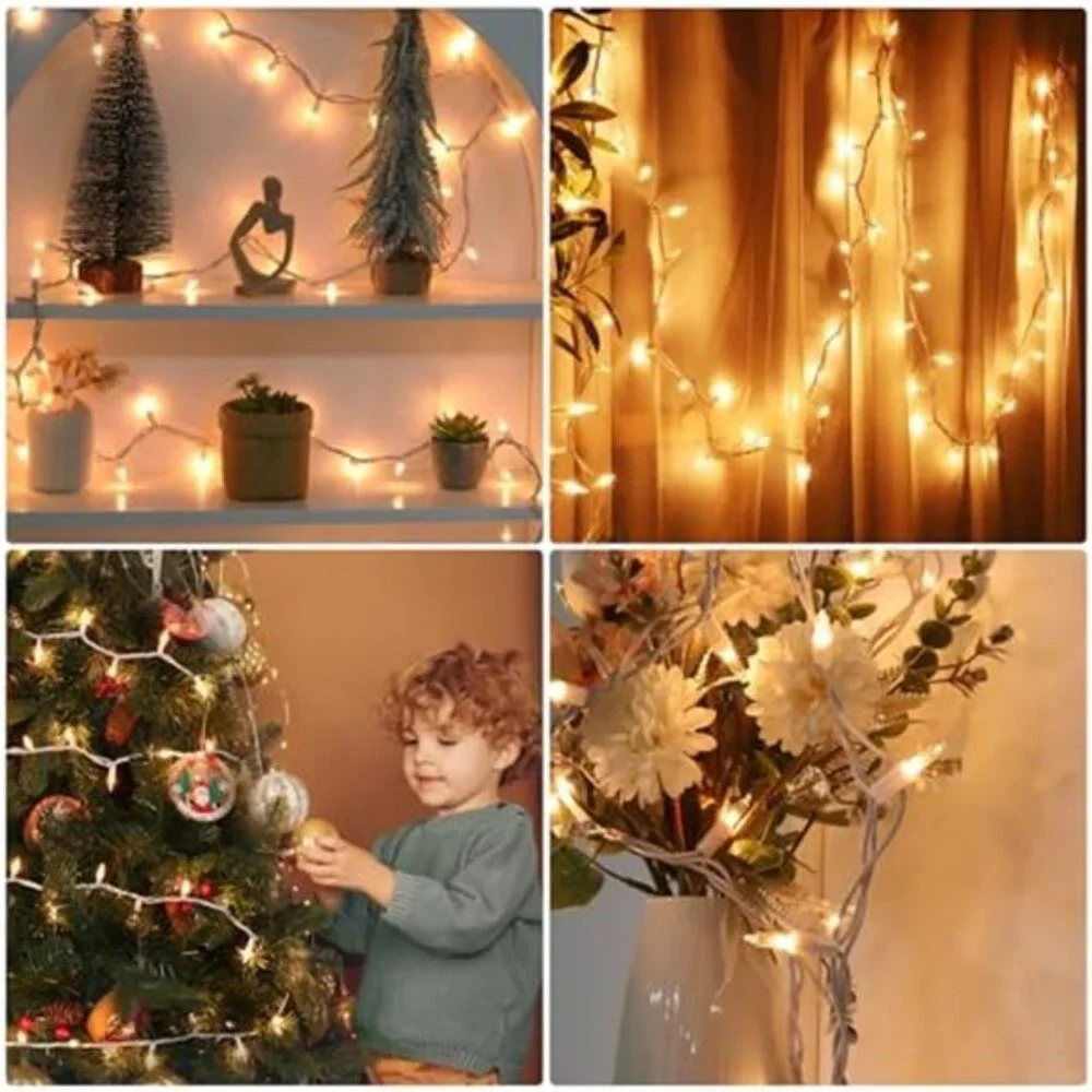 Christmas String Lights 100 Count Warm White Clear Wire Indoor Outdoor Decor